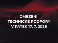 Omezení technické podpory v pátek 17. 7. 2026